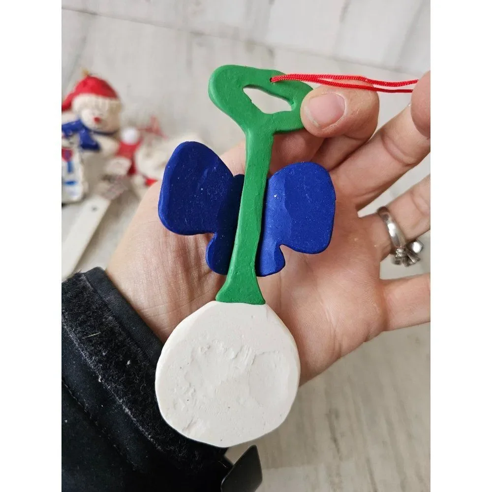 snowman vintage ornament set‎ baby rattle Santa